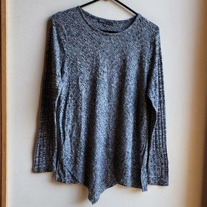 89th & Madison Gray Angled/Ribbed Scoop Neck Jersey Size Medium